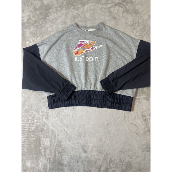 Nike Sweaters - Women’s Nike Crop Crew Neck Sweater Gray Black Medium